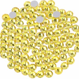 BEADSLAND Beadsland 576pcs Flat Back Crystal Rhinestones Round Gems for Nail Art and Craft Glue Fix, Lemon Yellow, SS30,6.3-6.5mm
