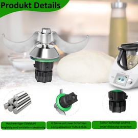AIZQYC Teigmesser Thermomix Zubehör TM6 TM5, Edelstahl Thermomix Messer, Thermomix-zubehör Ersatzmesser, Kein Schmutzkontamination & Teig-Rückstand, Schnelle Reinigung, Perfektes Zubehör für Thermomix