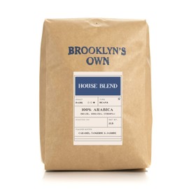 Brooklyn's Own Dark Roast House Blend Whole Bean Coffee - 100% Arabica From Brazil, Sumatra and Ethiopia (2 LB)