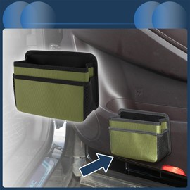 INFINAUTO Car Trash Can Car Door Back Seats 7.5" Length 2.8" Width 5.5" Height Auto Trash Bin Fabric Dark Green Hanging