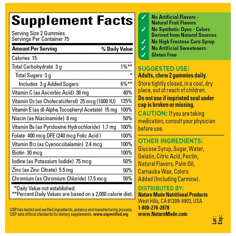 Nature Made Multivitamin Gummies, Mens & Womens Gummy Vitamins &