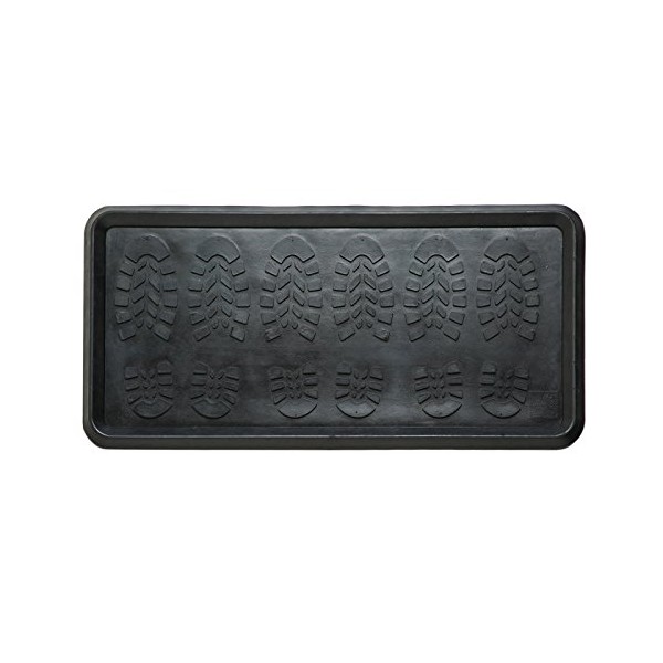 Ottomanson Easy Clean, Waterproof Non-Slip Indoor/Outdoor Rubber Boot Tray, 16" x 32", Black Boot
