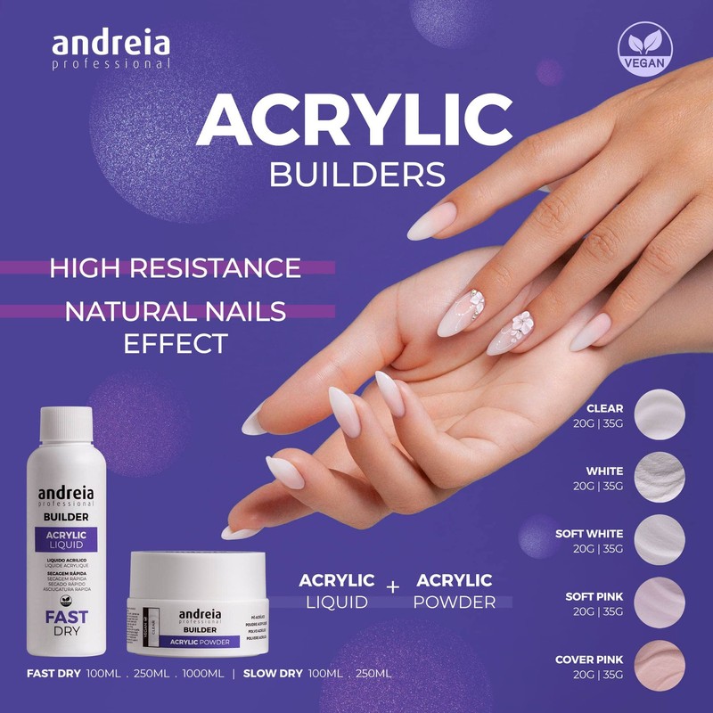 Andreia Professional Acrylic Builder Powder for Nail Extensions - Self