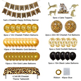 Cheetah Happy Birthday Banner, Cheetah Birthday Decorations, Leopard Party Decorations, Animal Birthday Party Decorations | Safari Party Decorations Tablecloth for Boy Girl Baby Shower Decorations…