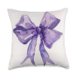Girly | Bow in Watercolor | coquette | Aesthetic purple Bow Throw Pillow