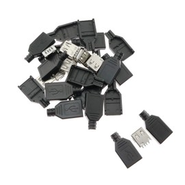 Maxmoral 10pcs USB 2.0 Connector Type A Female Port Socket with Black Plastic Cover DIY Connector