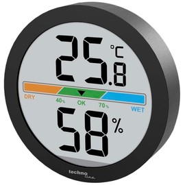 techno line WS 9418 Thermo-Hygrometer Digital Temperature and Humidity Meter Room Climate Monitor with Comfort Display Min/Max Memory Table Device and Wall Mounting