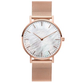 Basfur Dress Watch Fe-Montre-063-01, Rose gold band / white dial, Modern