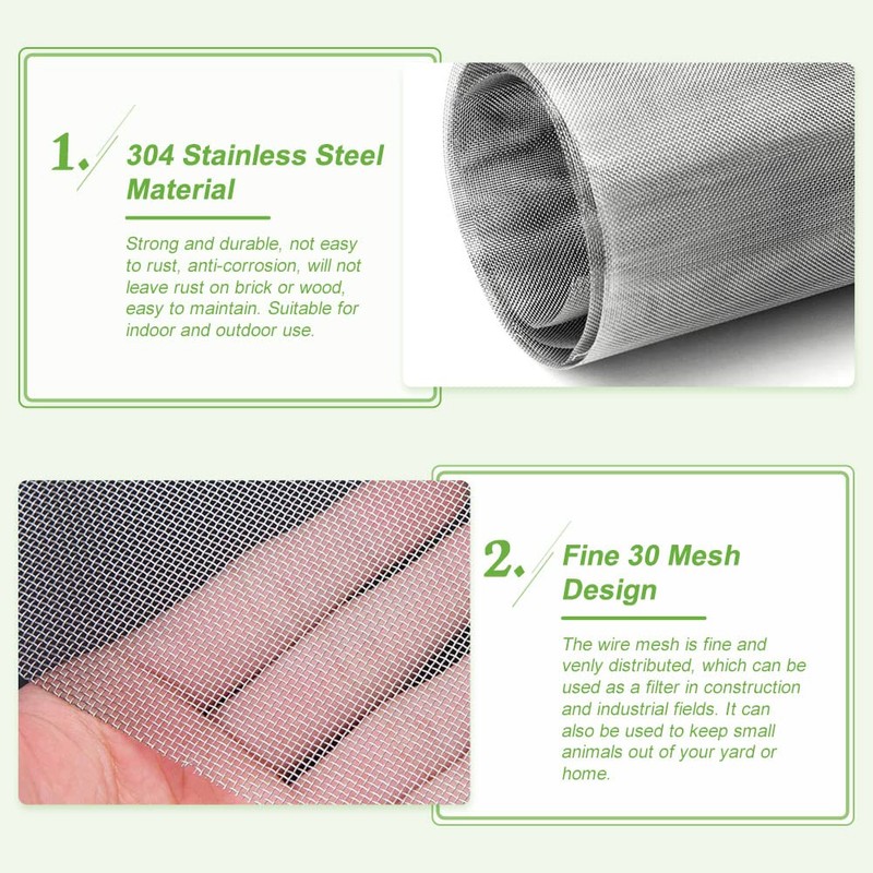 WENRERO Wire Mesh 304 Stainless Steel Fine Mesh 30 Mesh