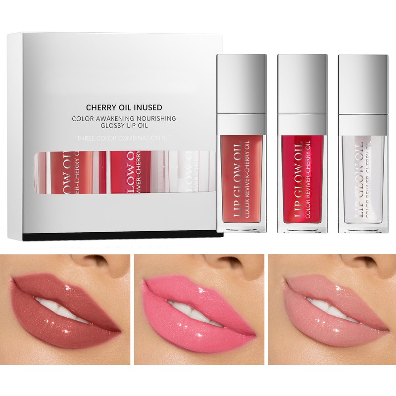 3pcs Plumping Lip Oil Set Long Lasting Hydrating Nourishing Glossy