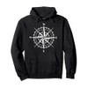 Hand Drawn Design Compass Rose Nautical Hoodie Pullover Hoodie