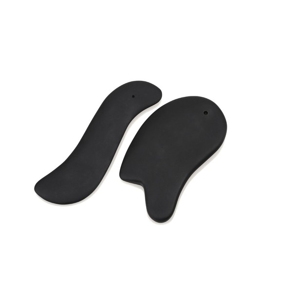 Windfulogo 2 Pcs Guasha Massage Board Scraping Tool Natural Bian Stone for SPA Acupuncture Therapy Black