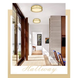 VICNIE LED Flush Mount Ceiling Light, 12 inch 15W 1100 Lumens Close to Ceiling Light Fixtures, 3000K Warm White, Gold Finish with White Glass Shade, ETL Listed for Kitchen, Hallway, Bedroom