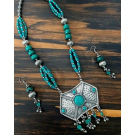 Antique Afghani Indian Brass Silver Oxidized Tibetan Beads Native American Bohemian Ethnic Tribal Handmade Necklace Jewellery Women (Silver)