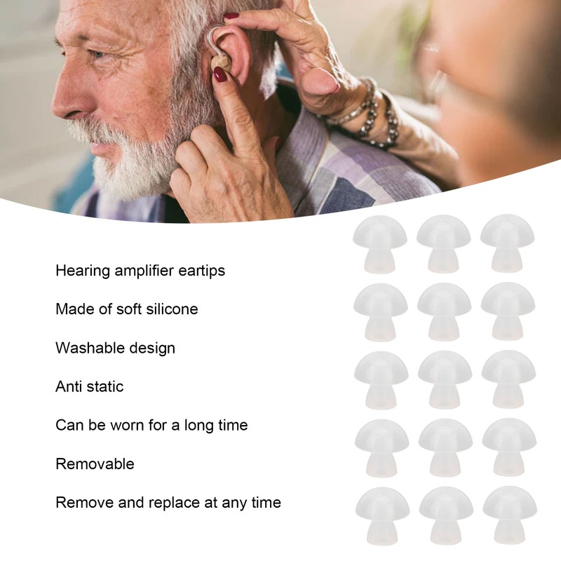 30pcs Hearing Amplifiers Eartips Soft Silicone White Accessories Replacement Earbud