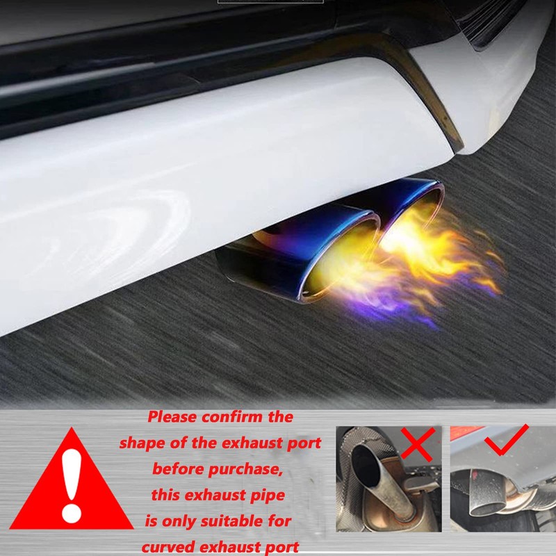 Vechkom 2.5 Inlet Dual Exhaust Tips Blue curved Stainless Steel