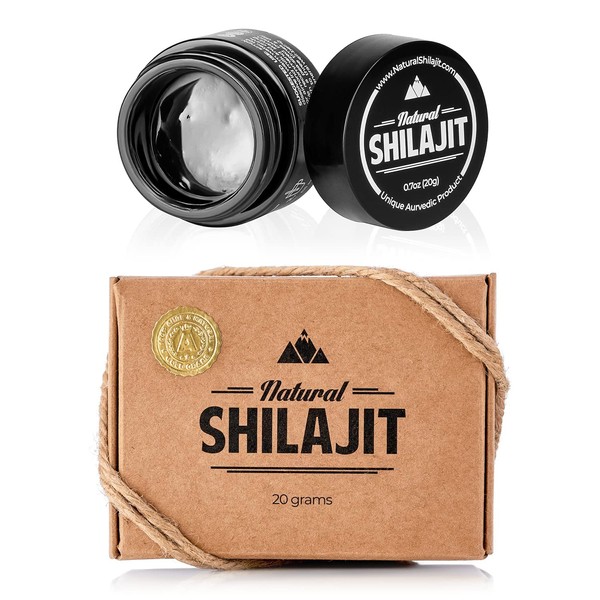Natural Shilajit Resin - 20 Gram Shilajit Supplement with Fulvic Acid & Trace Minerals, Plant Based Nutrients for Energy, Immune Support & Vitality - 60-90 Days Supply Gold Grade Shilajit for Men (A+)