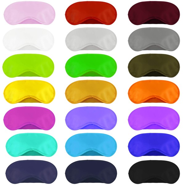 Aneco 50 Pieces Blindfold Eye Mask Shade Cover with Nose Pad and Adjustable Strap for Travel Sleep or Party Supplies, 21 Colors