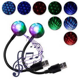 Car Roof Star Projector Night Light, Portable USB LED Ambient Light Adjustable Interior Car Lights, 4 Colors& 9 Functional Modes Atmosphere Star Lights for Car Decor, Ceiling, Bedroom, Party (2PCS)