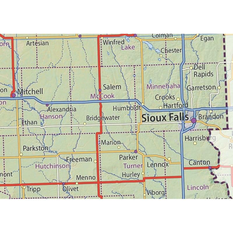 South Dakota State Physical Poster Map - 16.5 x 23.8