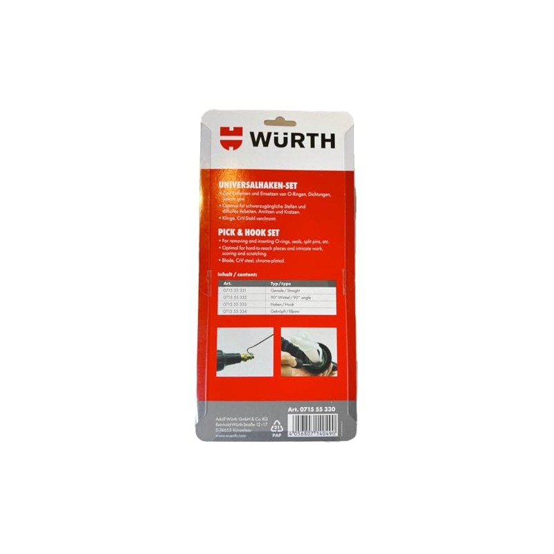 Würth 071555330 Universal Hook Set of 4 240 mm O-Ring