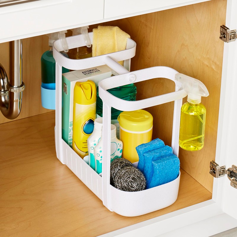 YouCopia SinkSuite Under Sink Cleaning Caddy, 2-Tier Adjustable Cleaning Supplies