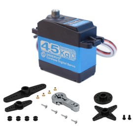 High Torque 45KG Coreless Motor Servo Stainless Steel Full Metal Gear Waterproof Aluminum Digital RC Steering Servo 1/8 1/10 Buggy Trigger Crawler RC Car Robot Aircraft Control Angle 270°