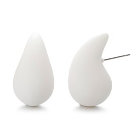 Winssigma Chunky Acrylic Hoop Earrings, Lightweight Waterdrop Hoops Earrings, Hypoallergenic Trendy Jewelry for Women(White)