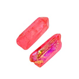 GEMSCITE 2 Pieces Rose Aura Quartz Pencil Points Raw Rough Rock Crystals and Healing Stones, Natural Rocks for Tumbling and DIY Raw Stones and Crystals