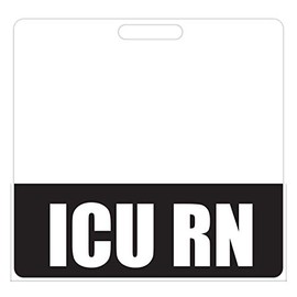 ICU RN Badge Buddy (negro) – Etiquetas horizontales resistentes para enfermeras residentes en unidades de cuidados intensivos – Tarjeta de identificación de doble cara