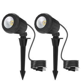 Holeva Spotlight Outdoor – 120V Plug-in, 2700K Warm White LED Landscape Spot Lights with RGB 3 Lenses for Yard, Garden, Lawn&Tree Decor, IP67 Waterproof, Perfect for Holidays&Everyday (2 Pack, Black)