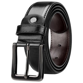 EsengNoyi Mens Black Belt Leather Belt for Men Jeans Dress Golf, Black Buckle, L - Waist 37"-40"