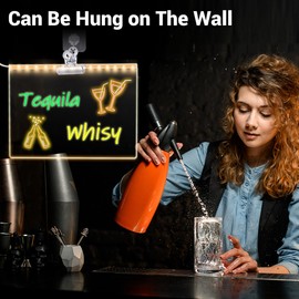 2 in 1 LED Writing Board Can be Placed and Hung, with USB Extension Cable, LED Note Board with Colors, Light Up Acrylic Message Board, LED Drawing Board for Kids