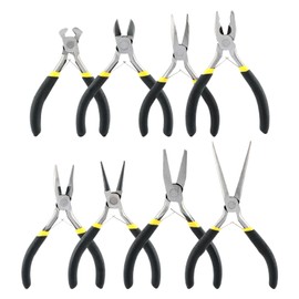 Mini Pliers Set, 8pcs Long Nose Pliers with Comfort Grip Handles for Making Crafts, Electronic Repairing & Jewelry, Multi Purpose Jewelry Making Tools, DIY Nippers Repair Tool Kit