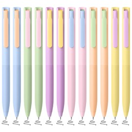 BAYTORY 12Pcs Retractable Colored Gel Pens, Quick Dry Vintage Ink Assorted Pen, 0.5mm Fine Point Smooth Writing Comfortable to Use for School Supplies Journaling Marking Stationery (Cream)