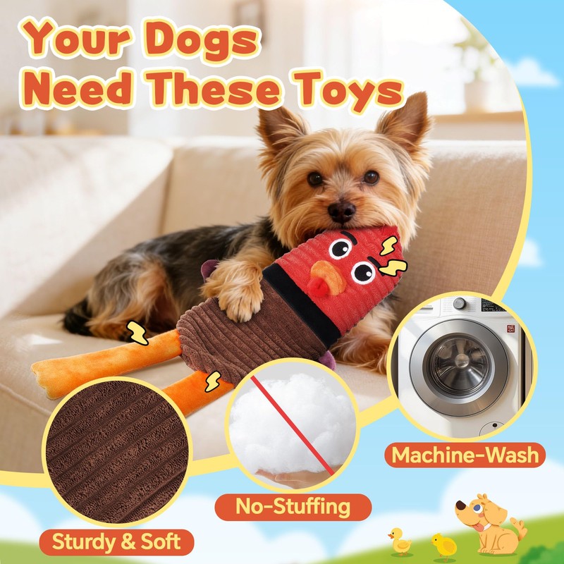PatsFran Dog Toys for Aggressive Chewers, 2 Pack No Stuffing