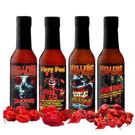 Hellfire Hot Wingfest Gift Pack - Gourmet Hot Sauce Variety Pack With 4 Flavors for Hot Wings (Four 5 oz. Bottles)