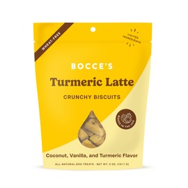 Bocce's Bakery Oven Baked Turmeric Latte Treats for Dogs, Wheat-Free Everyday Dog Treats, Made with Real Ingredients, Baked in The USA, All-Natural Biscuits, Coconut, Vanilla, & Turmeric, 5 oz