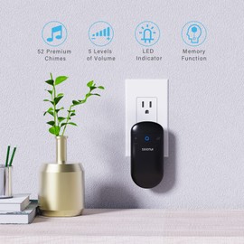 SECRUI Door Chime, Easy Installation Wireless Door Sensor Chime with 500ft Range, 52 Chimes, 5 Adjustable Volumes, 2 Sensors and 1 Plug-in Receiver, Black