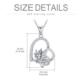 PROESS Sterling Silver Dragon Necklace Dragon Jewelry Dragon Gifts for Women with 20 Inch Chain