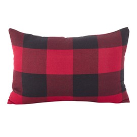 Fennco Styles Home Decor Buffalo Check Plaid Cotton Throw Pillow (Red, 13"x20" Pillow Case+Insert)