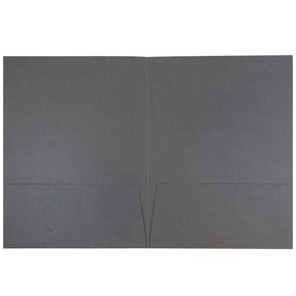 JAM PAPER Two Pocket Textured Linen Presentation Folders - Letter Size Business Folder - Gray - Bulk 25/Pack