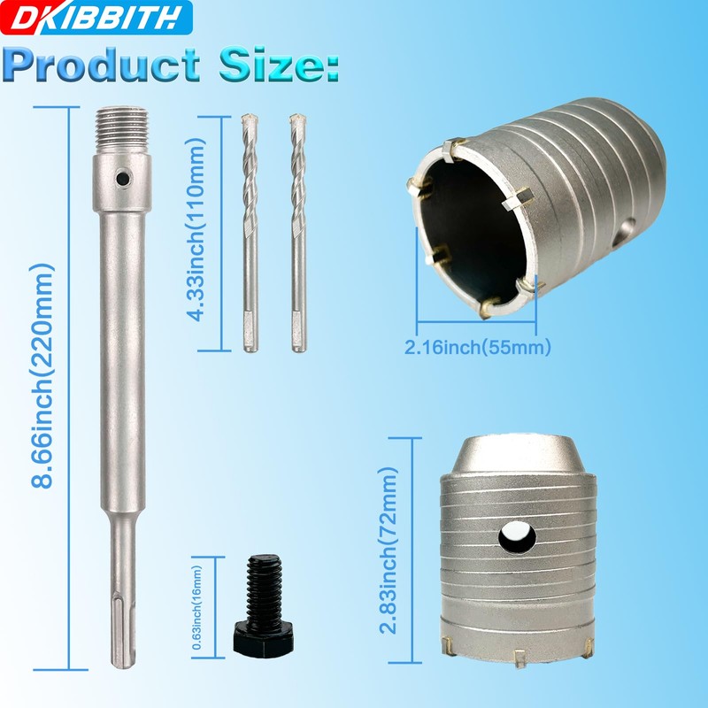2-1/8" Concrete Hole Saw, 55mm Tungsten Steel Core Bit for
