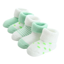FedMois Baby Thick Winter Socks Cotton Toddler Infant Newborn Cozy Warm Socks Pack of 5, Green, 0-6 months