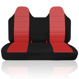 EDIETH Front Bench Seat Cover for Ford F150 F250 F350 1992-1998 Polyester with Molded Headrests, No Center Armrest Fit, Heavy-Duty & Machine Washable Truck Seat Protector– Red