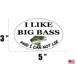 Rogue River Tactical I Like Big Bass and I Cannot Lie Fish Sticker Decal Fishing Bumper Sticker Fish Auto Decal Car Truck Boat RV Real Life Rod Tackle Box