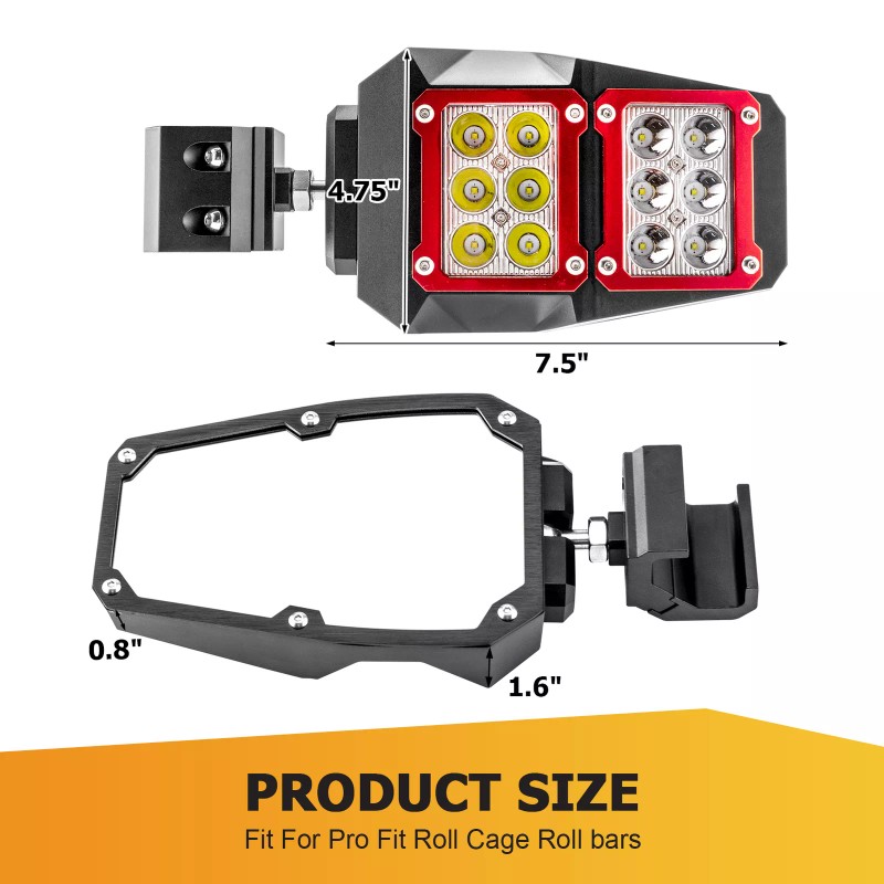 DYSO UTV Side Rear View Mirrors w/ Spot Lights For