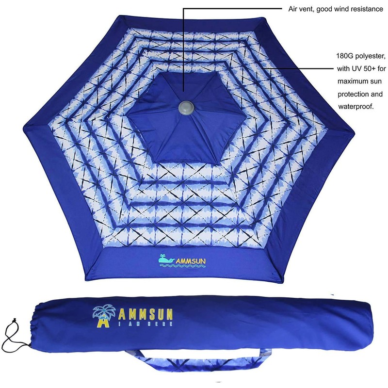 AMMSUN 8ft Fiberglass Ribs Commercial Grade Patio Beach Umbrella with