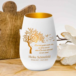 Mourning Light – Du bist Nicht mehr da, wo Du Warst, Aber Du bist überall, wo wir sind – White/Gold – Engraved Name and Date – Memorial Light Memorial Light Grave Light Mourning Gift