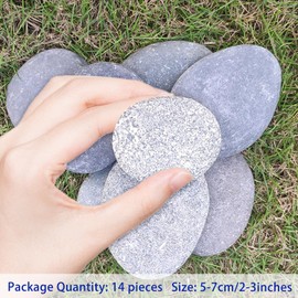 NEUSID Pack of 14 Large Stones for Painting, 5-7 cm Smooth Pebbles for Painting, Flat Painting Stones, Beach Pebbles, Gravel Decorative Stones, Natural Stone for Colourful Painting and Decoration